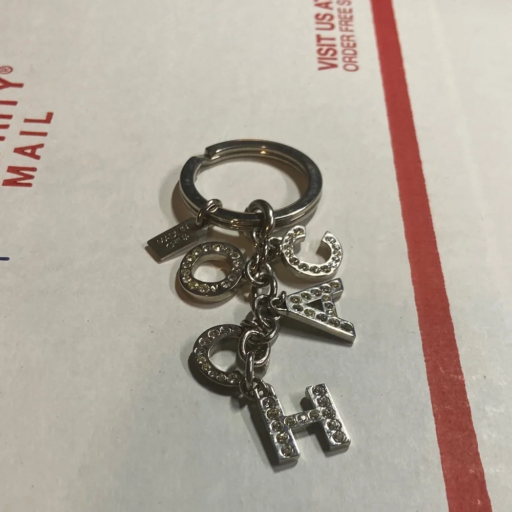 Coach Silver Rhinestone Letter Keychain - Picture 1 of 2